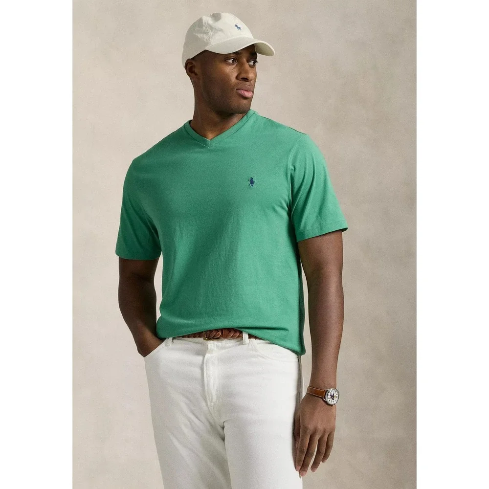 NWT POLO RALPH LAUREN MENX XL TALL S/S V-NECK T-SHIRT GREEN NWT